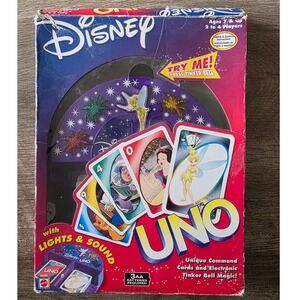 Disney UNO Electronic Card Game 2002 Mattel 43435 Tinker Bell Lights and Sound